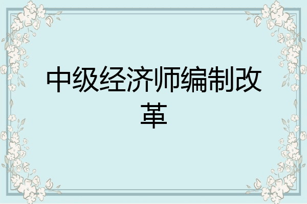 中级经济师编制改革