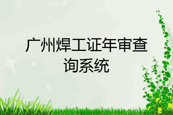 广州焊工证年审查询系统