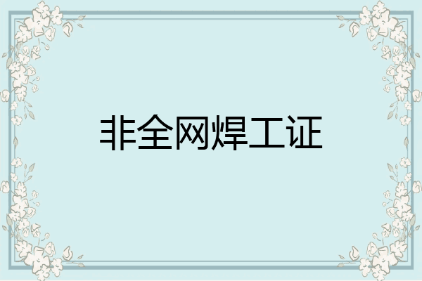 非全网焊工证