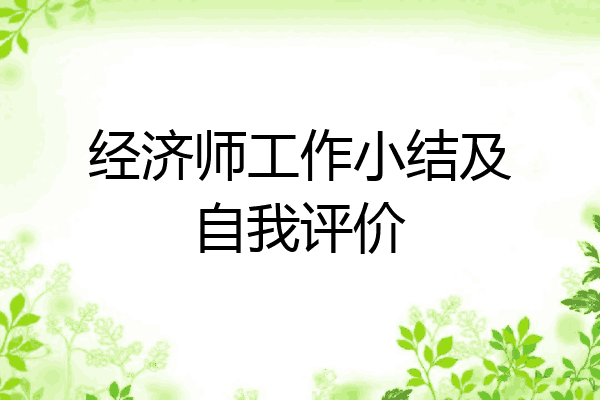经济师工作小结及自我评价