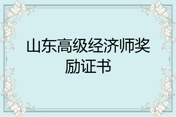 山东高级经济师奖励证书