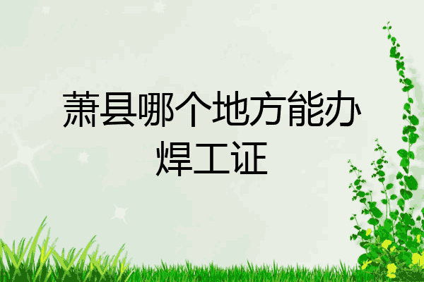 萧县哪个地方能办焊工证