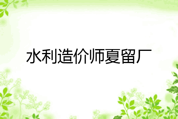 水利造价师夏留厂