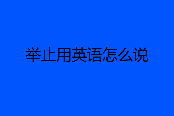 举止用英语怎么说
