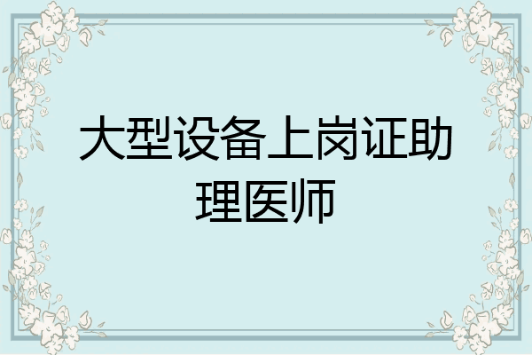 大型设备上岗证助理医师