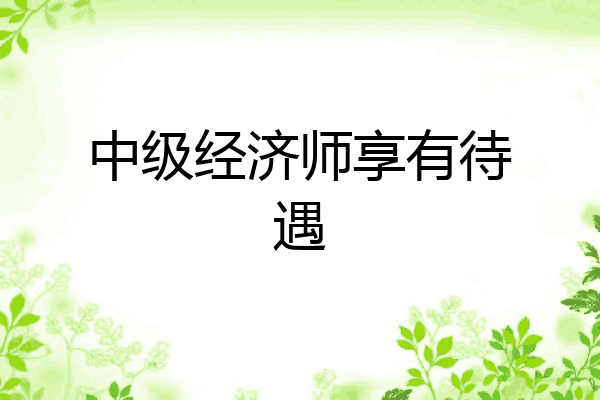 中级经济师享有待遇