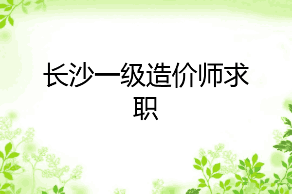 长沙一级造价师求职