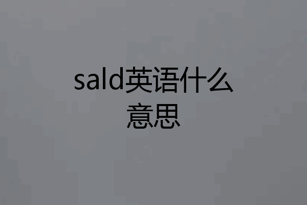 sald英语什么意思