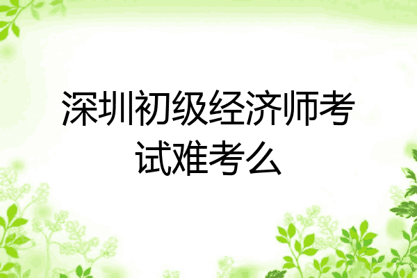 深圳初级经济师考试难考么