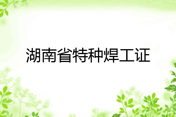 湖南省特种焊工证