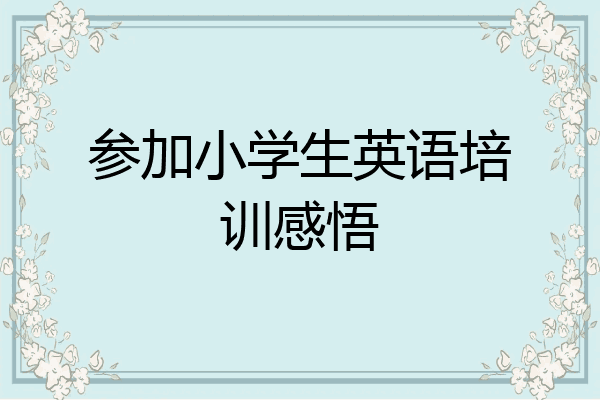 参加小学生英语培训感悟