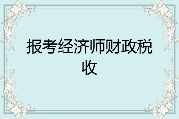 报考经济师财政税收