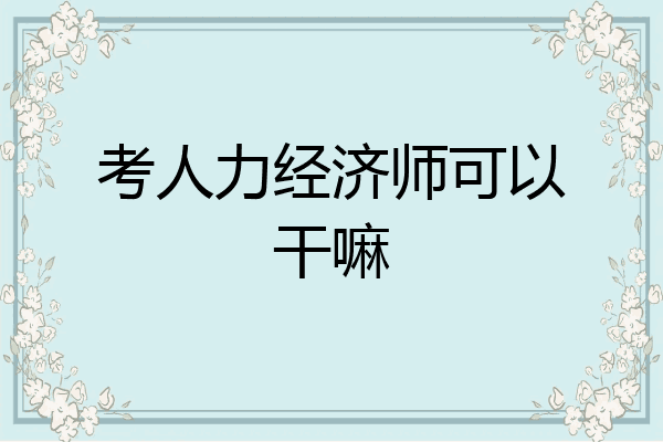 考人力经济师可以干嘛