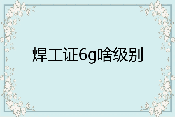焊工证6g啥级别
