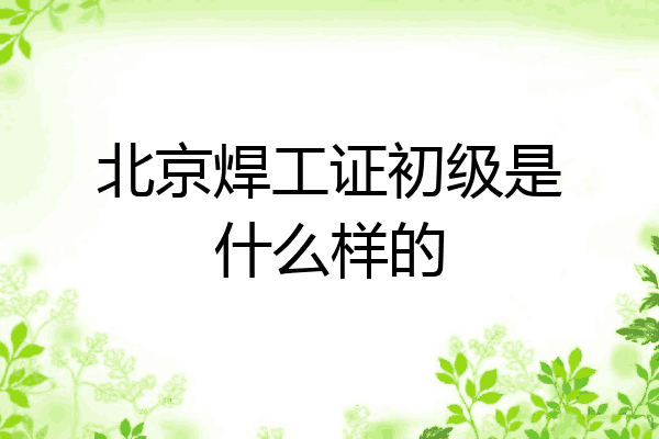 北京焊工证初级是什么样的