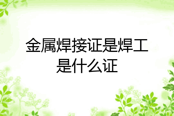金属焊接证是焊工是什么证