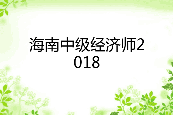 海南中级经济师2018