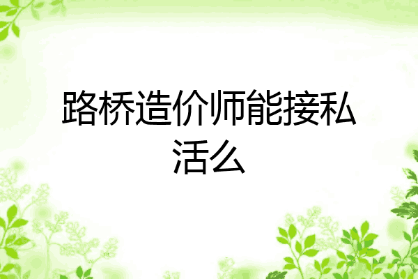 路桥造价师能接私活么