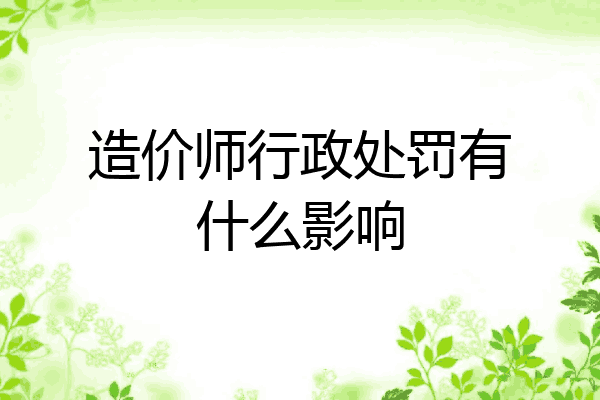 造价师行政处罚有什么影响
