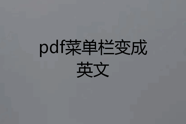 pdf菜单栏变成英文