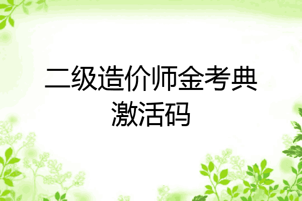 二级造价师金考典激活码