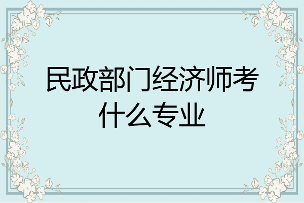 民政部门经济师考什么专业