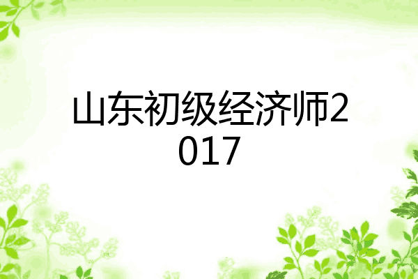 山东初级经济师2017