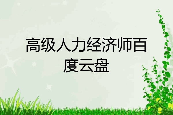 高级人力经济师百度云盘
