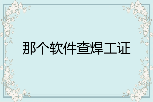 那个软件查焊工证