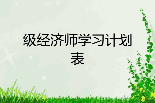 级经济师学习计划表