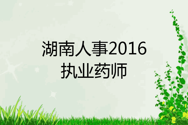 湖南人事2016执业药师