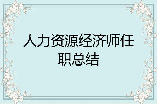 人力资源经济师任职总结