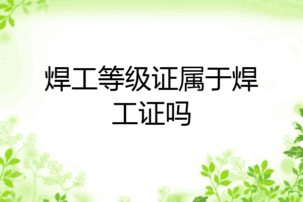 焊工等级证属于焊工证吗