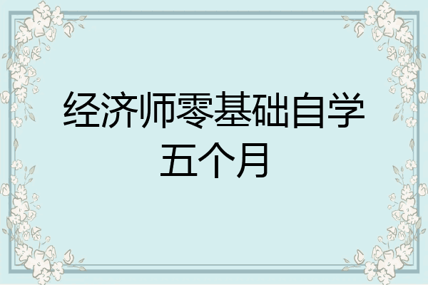 经济师零基础自学五个月