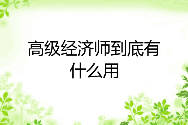 高级经济师到底有什么用