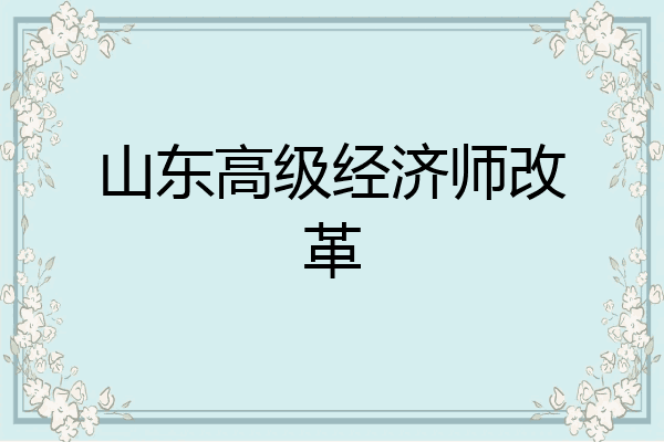 山东高级经济师改革