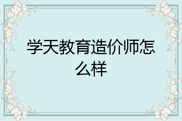 学天教育造价师怎么样