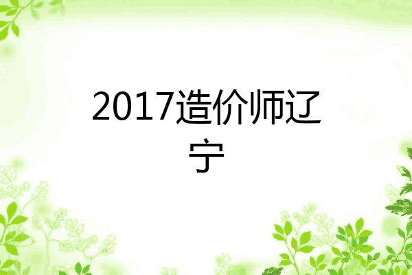 2017造价师辽宁