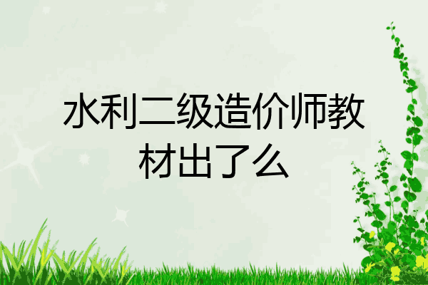 水利二级造价师教材出了么