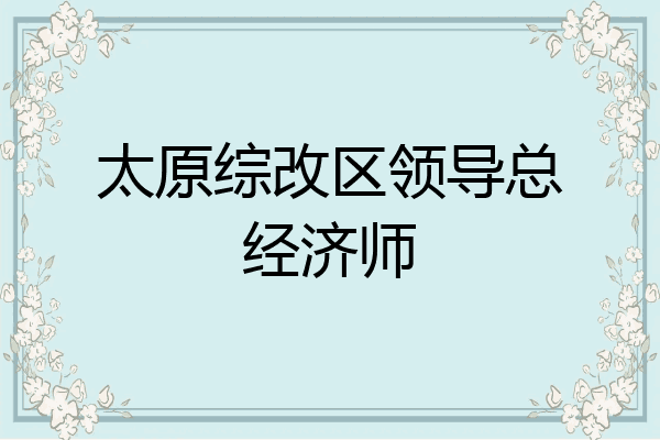 太原综改区领导总经济师