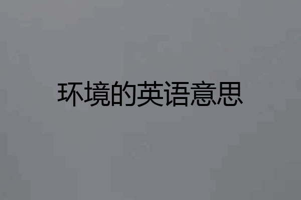 环境的英语意思
