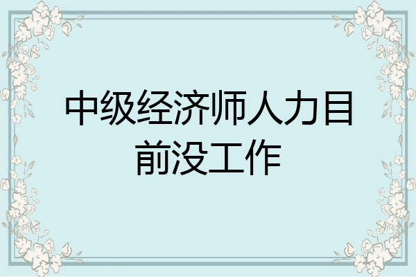 中级经济师人力目前没工作