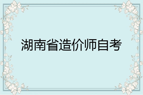 湖南省造价师自考