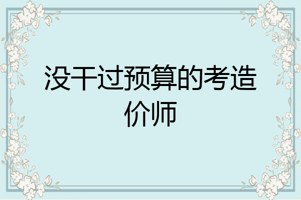 没干过预算的考造价师