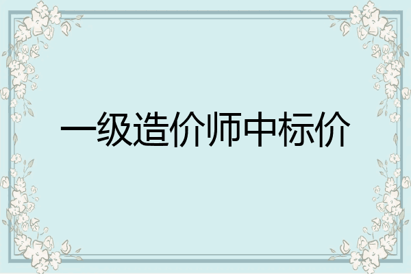 一级造价师中标价