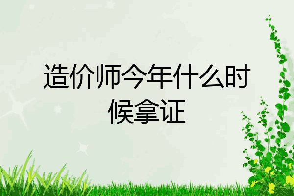 造价师今年什么时候拿证