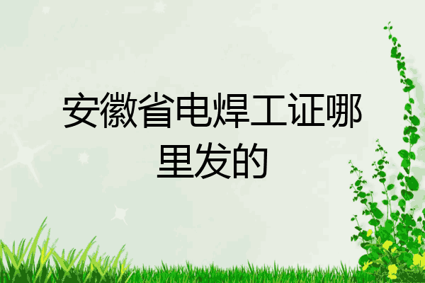 安徽省电焊工证哪里发的