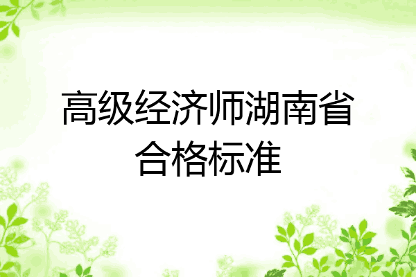 高级经济师湖南省合格标准