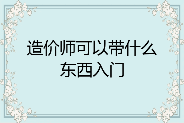 造价师可以带什么东西入门
