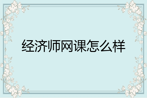 经济师网课怎么样